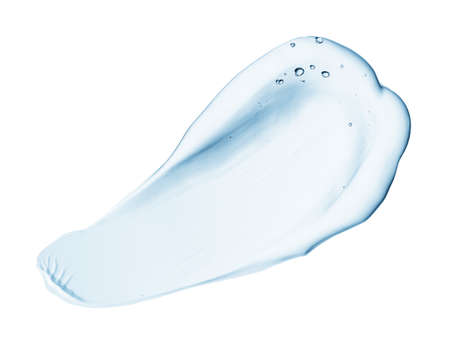 Cosmetic liquid gel cream transparent moisturizer smear smuge with bubbles isolated on white background top viewの写真素材