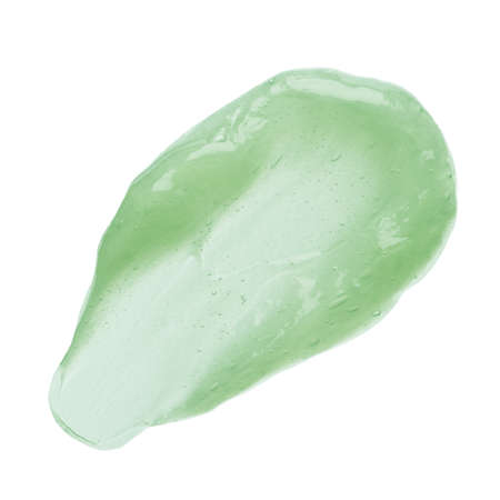 Green skincare gel jelly smear smudge with bubbles isolated on white background top viewの写真素材