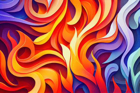 Red and blue fire background, burning hot and cold flames watercolor illustration banner, created with Generative AI technologyの素材