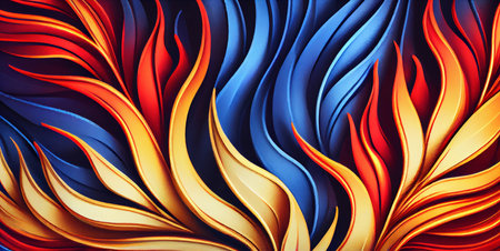 Red and blue fire background, burning hot and cold flames watercolor illustration banner, created with Generative AI technologyの素材