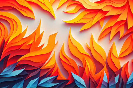Red and blue fire background, burning hot and cold flames watercolor illustration banner, created with Generative AI technologyの素材