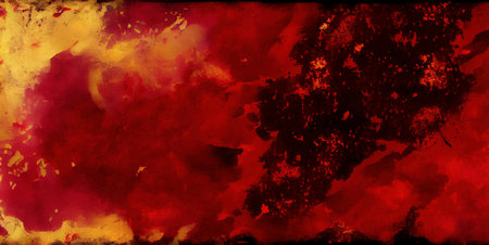 Dark red and gold watercolor texture, abstract grunge banner background, created with Generative AI technologyの素材
