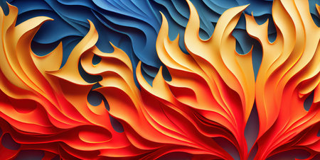 Red and blue fire background, burning hot and cold flames watercolor illustration banner, created with Generative AI technologyの素材