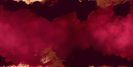 Dark red and gold watercolor texture, abstract grunge banner background, created with Generative AI technologyの素材