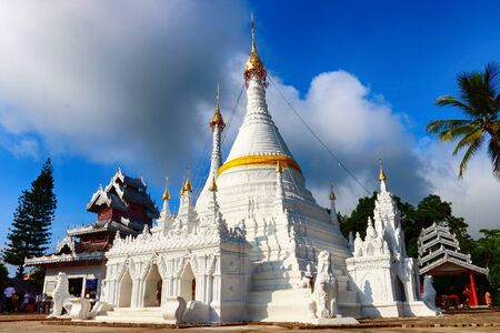 white pagoda in thailandの写真素材