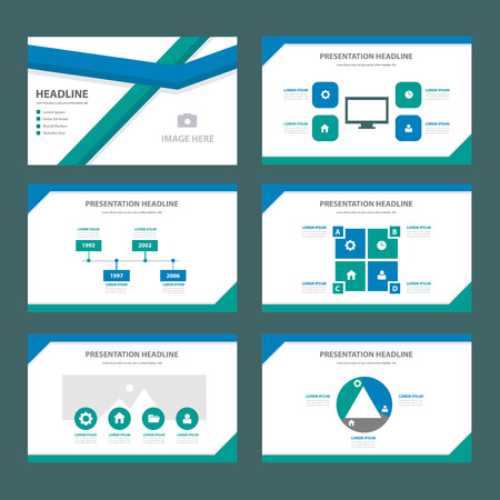 Green and Blue brochure flyer template for advertising marketing and presentationのイラスト素材