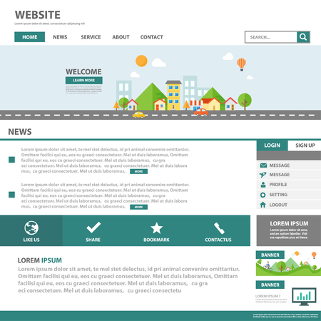Green Multipurpose website template flat designのイラスト素材