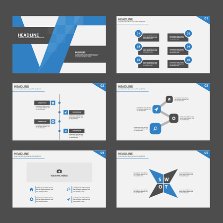 Blue black presentation template Infographic elements flat design set for brochure flyer leaflet marketing advertisingのイラスト素材