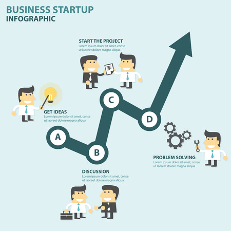 Business startup Infographic elements flat design set, arrow and businessman infographic , business diagram layout templateのイラスト素材