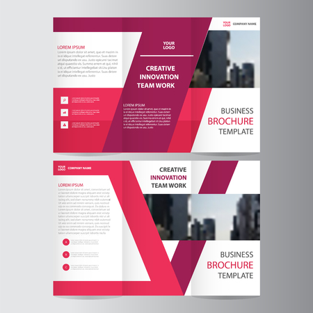 Pink purple elegance business trifold business Leaflet Brochure Flyer template vector minimal flat design setのイラスト素材