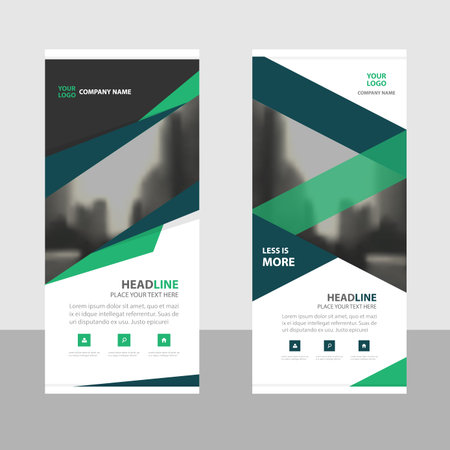 Blue Green Roll Up Business Brochure Flyer Banner Design Cover