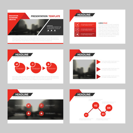 Red triangle presentation templates, Infographic elements template flat design set for annual report brochure flyer leaflet marketing advertising banner templateのイラスト素材
