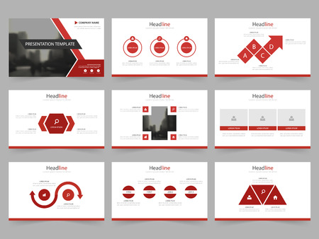 Red Abstract presentation templates, Infographic elements template flat design set for annual report brochure flyer leaflet marketing advertising banner templateのイラスト素材