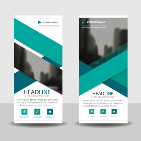 Green Triangle Roll Up Business Brochure Flyer Banner Design