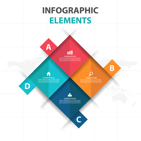 Abstract 4 square business Infographics elements, presentation template flat design vector illustration for web design marketing advertisingのイラスト素材