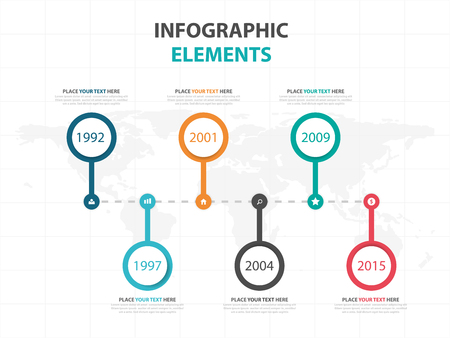 Abstract colorful circle business timeline Infographics elements, presentation template flat design vector illustration for web design marketing advertisingのイラスト素材