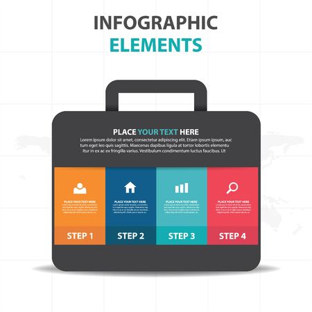 Abstract colorful bag suitcase business Infographics elements, presentation template flat design vector illustration for web design marketing advertisingのイラスト素材