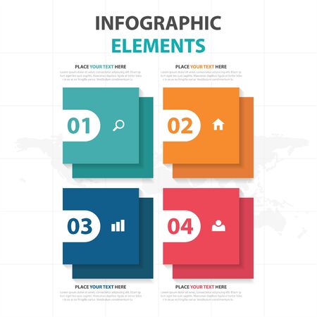 Abstract colorful square business Infographics elements, presentation template flat design vector illustration for web design marketing advertisingのイラスト素材