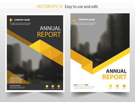 Yellow abstract triangle annual report Brochure design template vector. Business Flyers infographic magazine poster.Abstract layout template ,Book Cover presentation portfolio.のイラスト素材