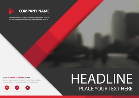 Red triangle business brochure flyer cover vector design, Leaflet advertising abstract background, Modern poster magazine layout template, Horizontal annual report for presentation.のイラスト素材