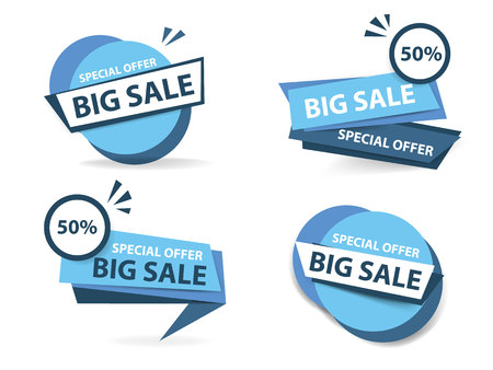 Colorful shopping sale banner template, discount sale banner collection setのイラスト素材