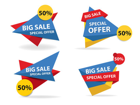 Colorful shopping sale banner template, discount sale banner collection setのイラスト素材