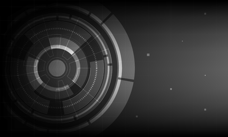 Abstract Black circle digital technology background, futuristic structure elements concept background designのイラスト素材