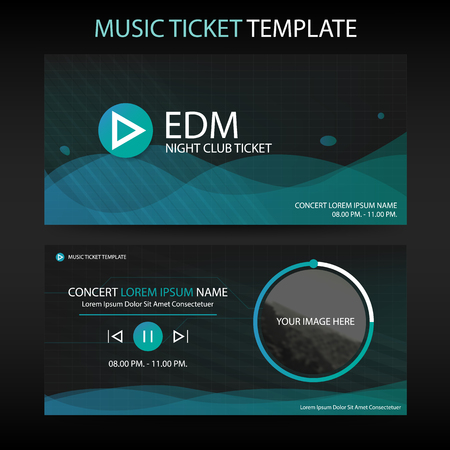 Abstract circle green wave  Music ticket template for concert and music club vector illustration with ui themeのイラスト素材
