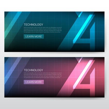 Abstract number 4 Technology banner template for website coverのイラスト素材