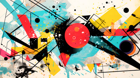 Colorful Paint splatter background. Modern grunge material texture. Decorative texture backdrop.の素材