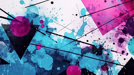 Colorful Paint splatter background. Modern grunge material texture. Decorative texture backdrop.の素材