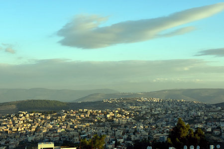 view of beatiful panorama of Nazareth; city - Nazareth, country - Israel, date - 12/11/2018