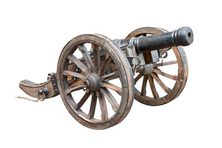 Ancient wheeled cast iron cannonの写真素材