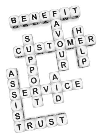 Customer assist crossword on white background 3d renderの写真素材
