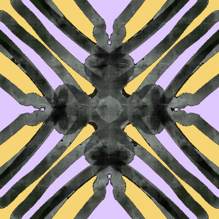 Seamless abstract geometric floral surface pattern in vivid colors repeating symmetrically. Use for fashion design, home decoration, wallpapers and gift packages.の写真素材