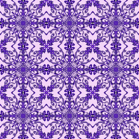 Seamless abstract geometric floral monochrome surface pattern with symmetrical form repeating horizontally and vertically. Use for fashion design, home decoration, wallpapers and gift packages.の写真素材