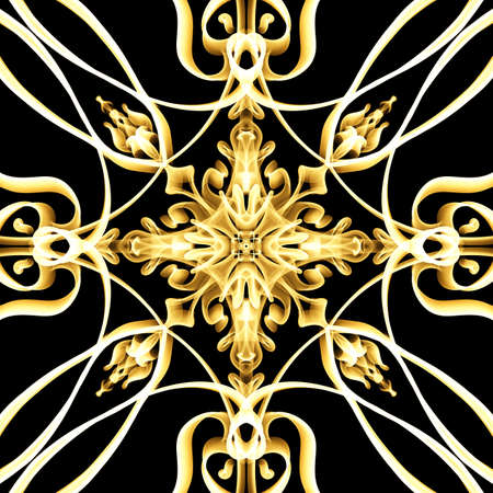 Seamless abstract geometric floral surface pattern in Golden color
 repeating symmetrically. Use for fashion design, home decoration, wallpapers and gift packages.の写真素材