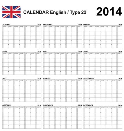 Calendar english type 22のイラスト素材