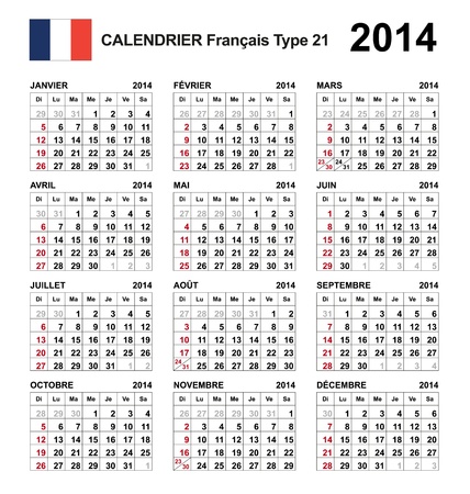 Calendar 2014 french のイラスト素材