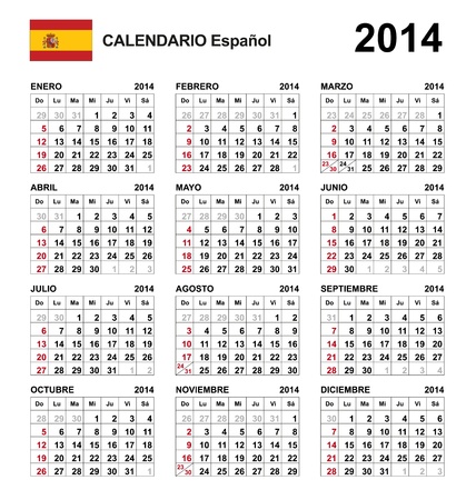 Calendar 2014 spain のイラスト素材