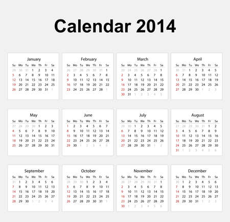 Calendar 2014 English Typeのイラスト素材