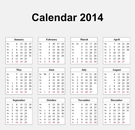 Calendar 2014 English のイラスト素材