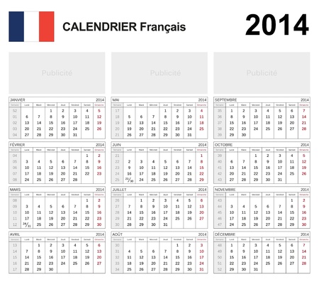 Calendar 2014 French のイラスト素材