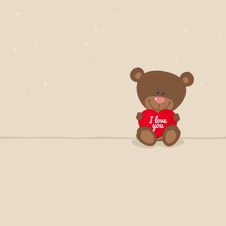 Love bear with red heartのイラスト素材