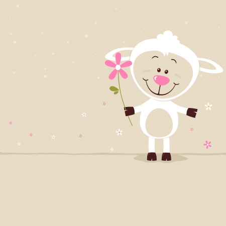 Lovely sheep with flowerのイラスト素材