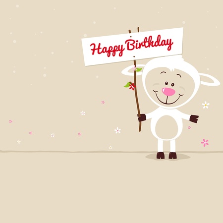 Lovely sheep with signboardのイラスト素材