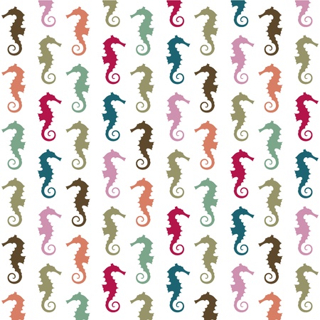 Colorful seahors patternのイラスト素材