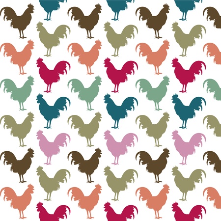 Colorful cock patternのイラスト素材