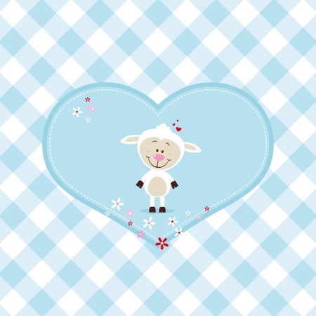 Lovely sheep in a big heartのイラスト素材