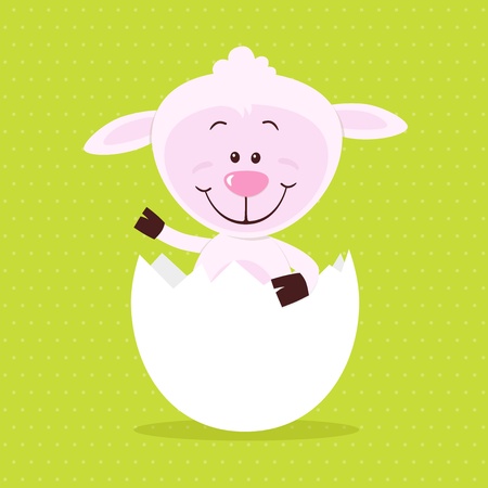 Lovely sheep in big eggのイラスト素材